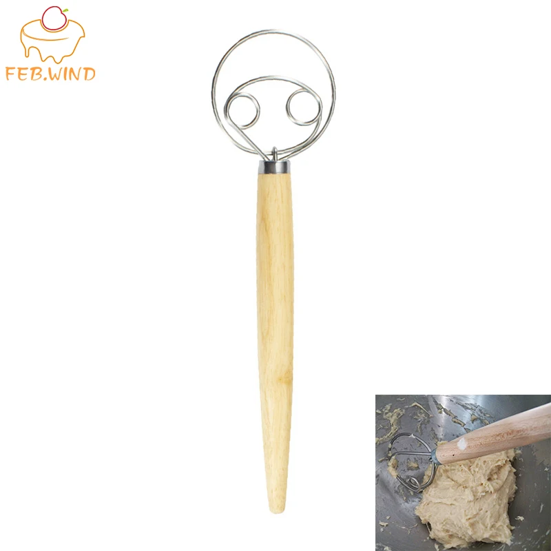 Лучшая деревянная ручка датский венчик для теста нержавеющая сталь Kichen кухонные