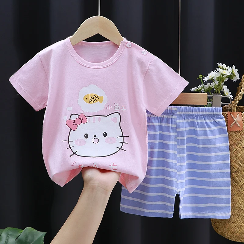 

Toddler Boys Baby Kids Girl Cartoon fashion Print Tops+Shorts Outfit Set Clothes newborn kids casual summer clothes suits 1-6Y