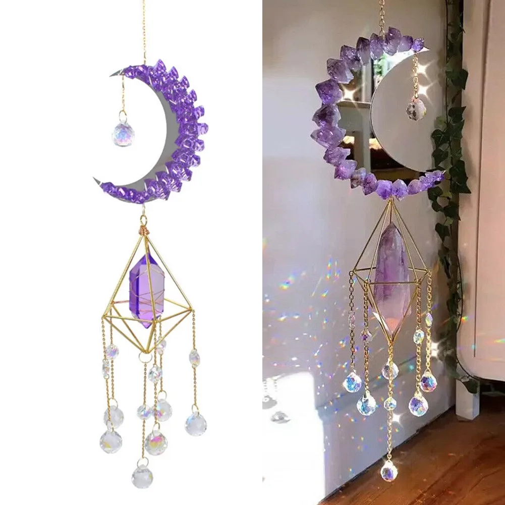 

1Pc Crystal Wind Chimes Pendant DIY Rainbow Maker Colorful Beads Hanging Outdoor Indoor Garden Window Curtain Chandelier Decor