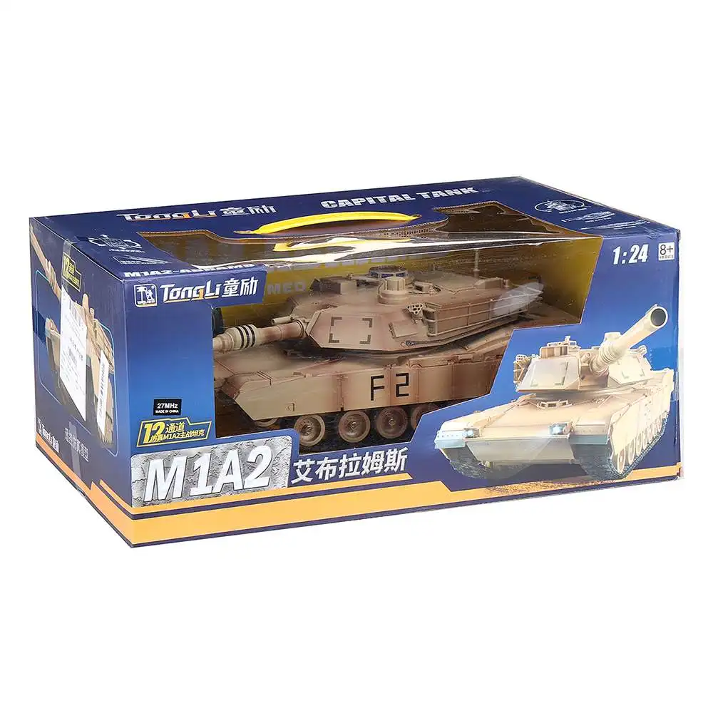 

M1A2 1:24 RC Tank 2.4Ghz Radio Remote Control Car Military Vehicle with Two Battery Crawler Model Toys for Children