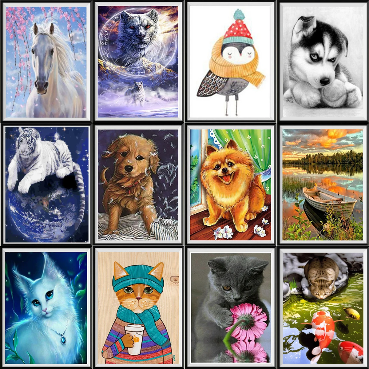 

5D DIY Diamond Painting Animal Character Diamond Embroidery Cross Stitch Mosaic Home Decoration Wall Sticker Christmas Gift