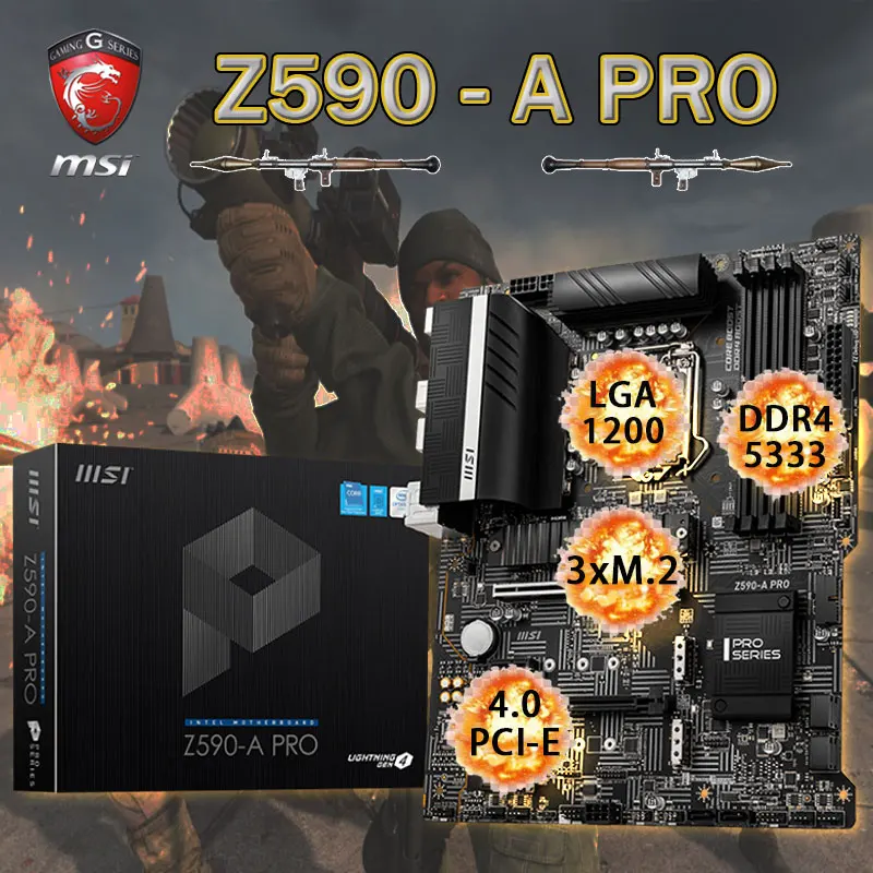 Preise LGA 1200 10th-Gen 11th-Gen CPU MSI Z590-A PRO Motherboard DDR4 128Gb 5333(OC)MHz 3xM.2 PCI-E 4,0 Placa-mãe Desktop Chia Z590 Neue