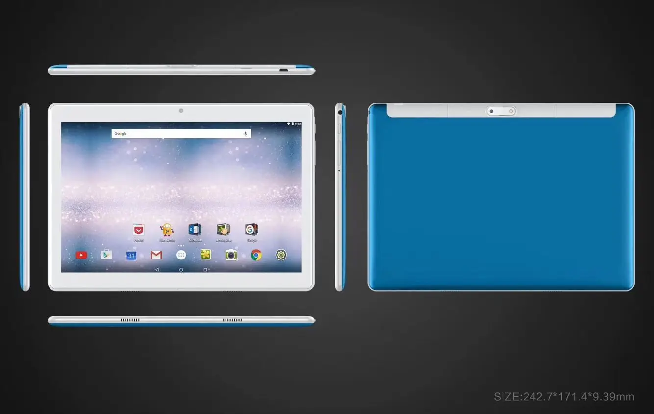 blue Полноразмерный стеклянный экран, планшет, 10,1 дюймов, Android 8,0, четыре ядра, 6 ГБ ОЗУ, 128 Гб ПЗУ, 3g, 4G, LTE, 1280*800, ips, МП, sim-карта, ips планшет - Комплект: blue