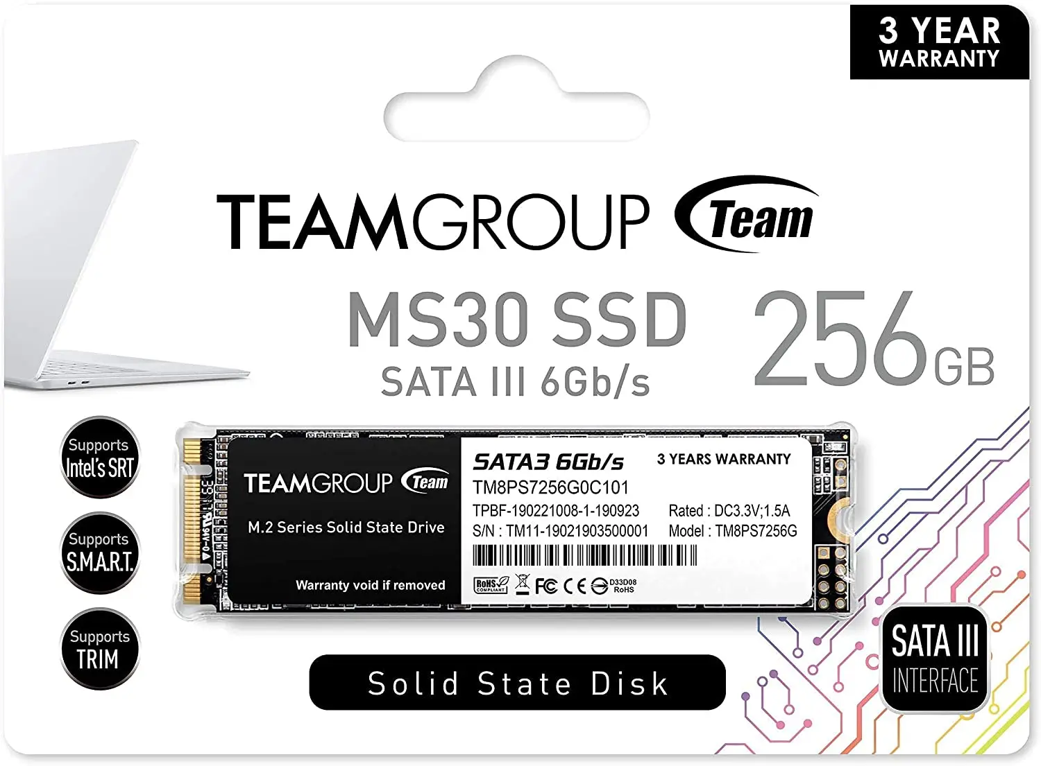 TEAMGROUP MS30 128 ГБ 256 512 ТБ с SLC Cache 3D NAND TLC M.2 2280 SATA III Внутренний твердотельный Накопитель