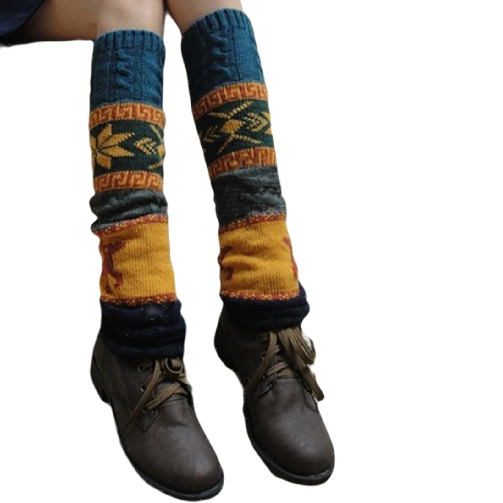 Гетры Женские Вязаные гетры с мультяшным рисунком вязаные крючком носки для ног