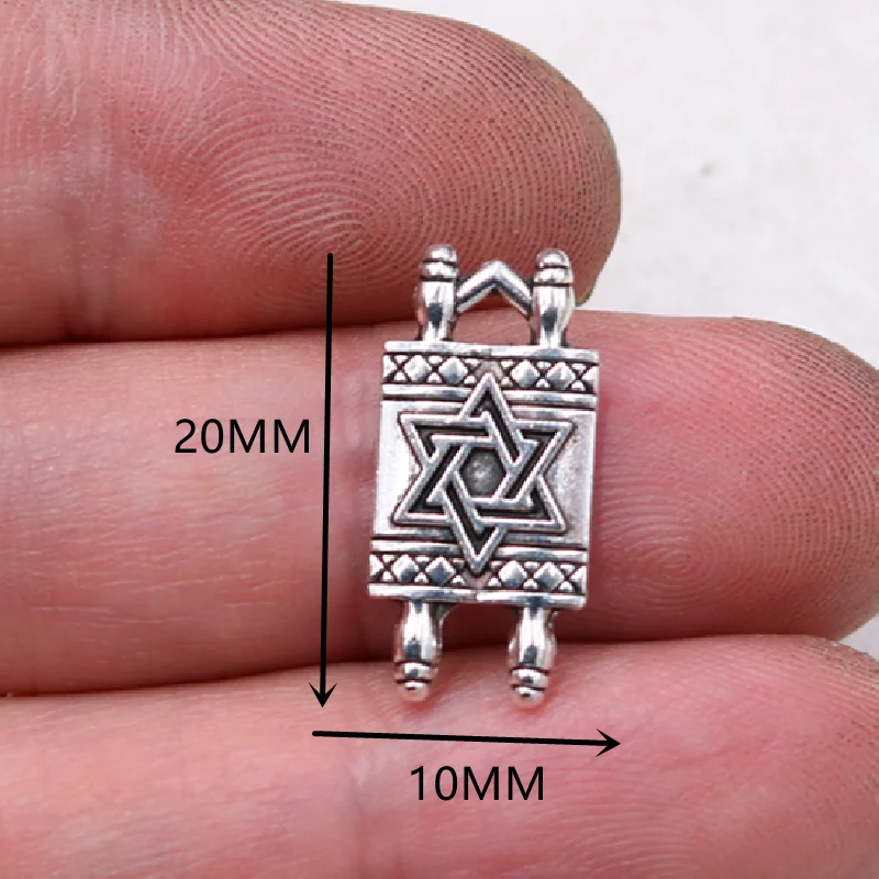 20pcs Silver Color Star Of David Torah Amulet Pendant Retro Earrings Bracelet Metal Accessories DIY Charms Jewelry Crafts Making images - 6