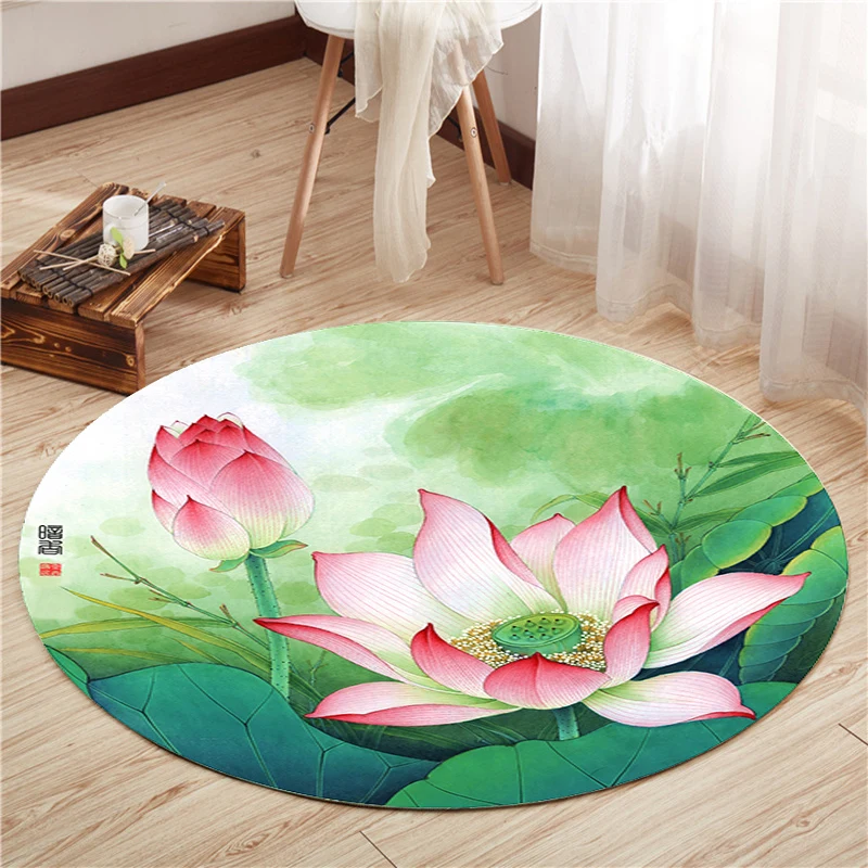

Chinese Style Floor Mat round Carpet Living Room Bedroom Yoga Mat Cloakroom Retro Chinese Style Carpet Non-Slip Washed carpet