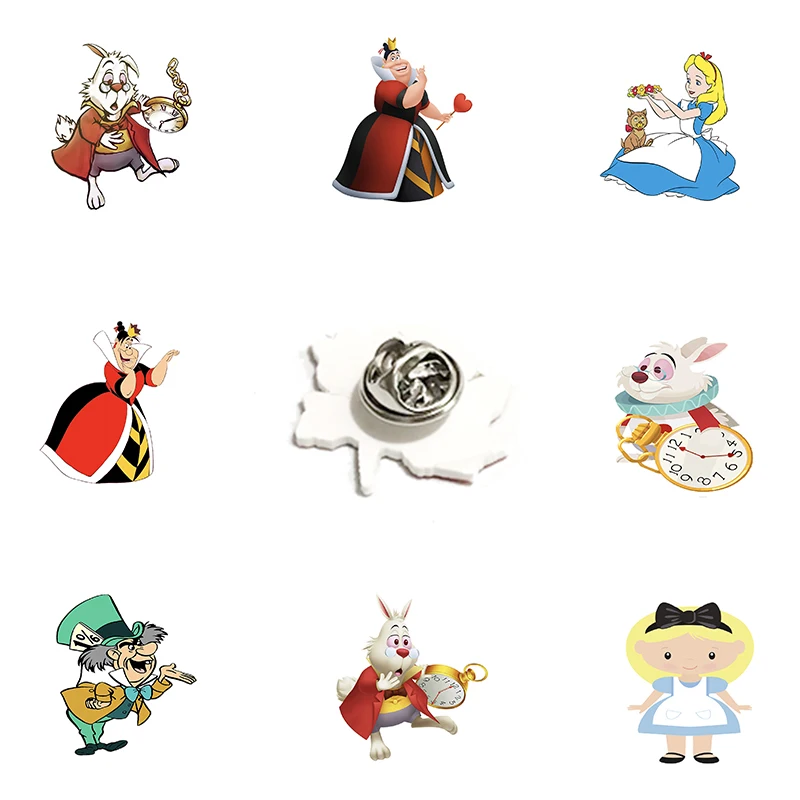

Disney Magic Cat Mad Hatter Alice Animation Styling Pin Alice In Wonderland Epoxy Acrylic Lapel Women's Clothes Accessories