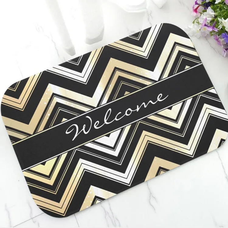 Элегантный шикарный черный коврик в горошек из искусственного золота для ванной