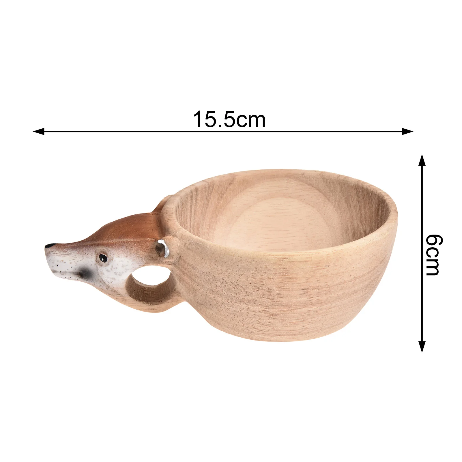 Kuksa-taza de agua de madera de goma, vaso de caf&eacute; de t&eacute; de la leche con cabeza de Animal tallada a mano, con mango-4