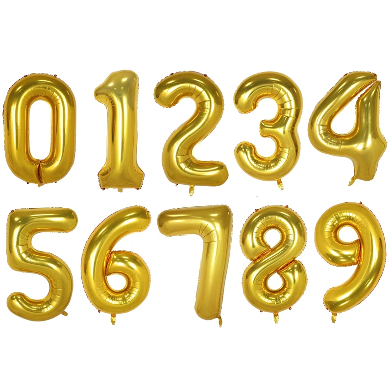 Большой размер 40 дюймов золотистые Цвет номер гелиевый воздушный шар покрытый