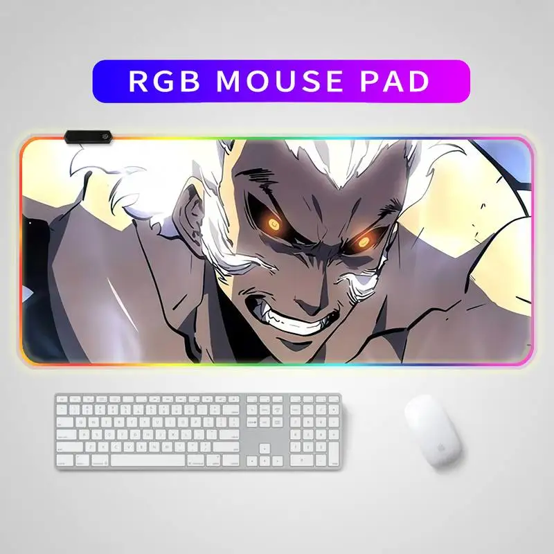 

RGB Solo Leveling Mouse Pad Anime Gaming Accessories Carpet PC Gamer Completo Computer LED Keyboard Desk Mat CS GO LOL Mousepad