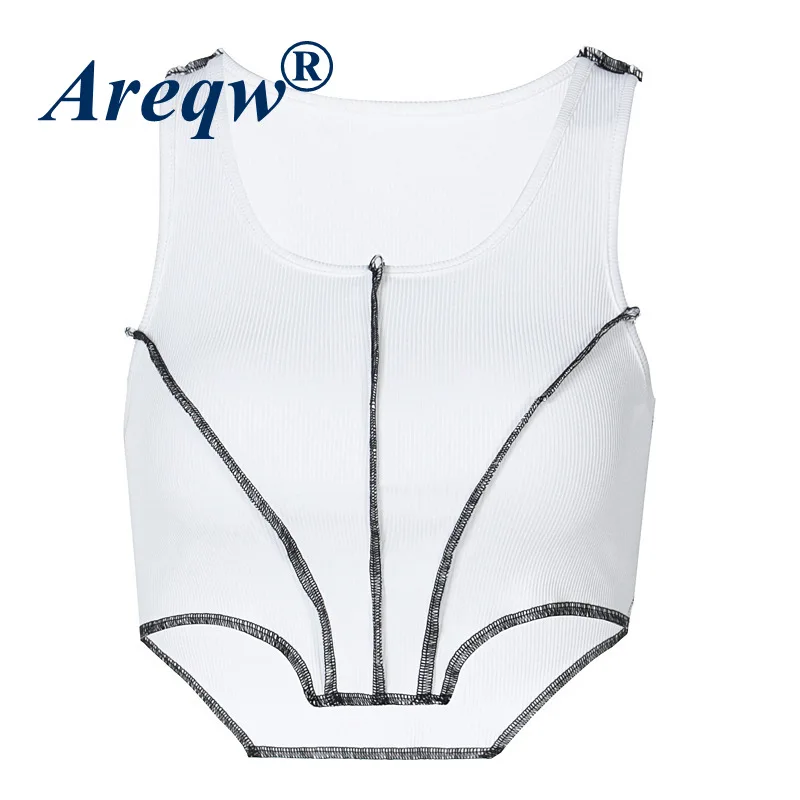 

2021 Spring/summer New Style Fungus Side Contrast Color Exposed Small Vest Women