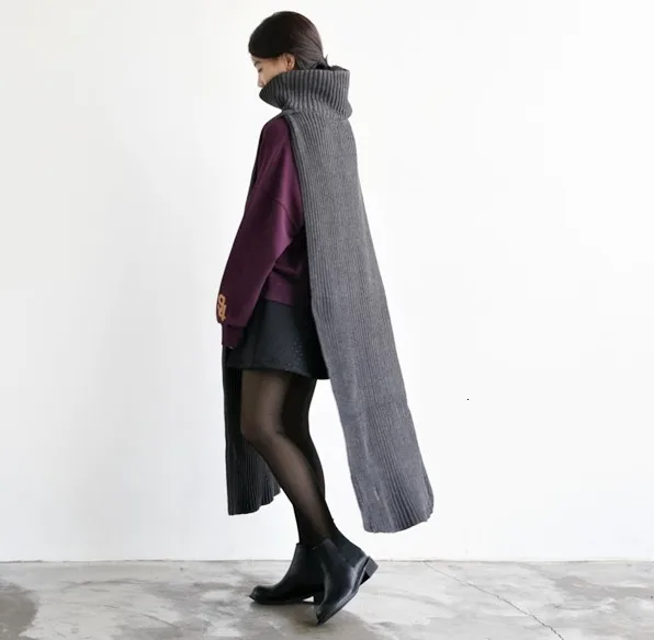 LANMREM 2022 осень и зима Новый Водолазка пуловер свитер как шарф воротник два способа