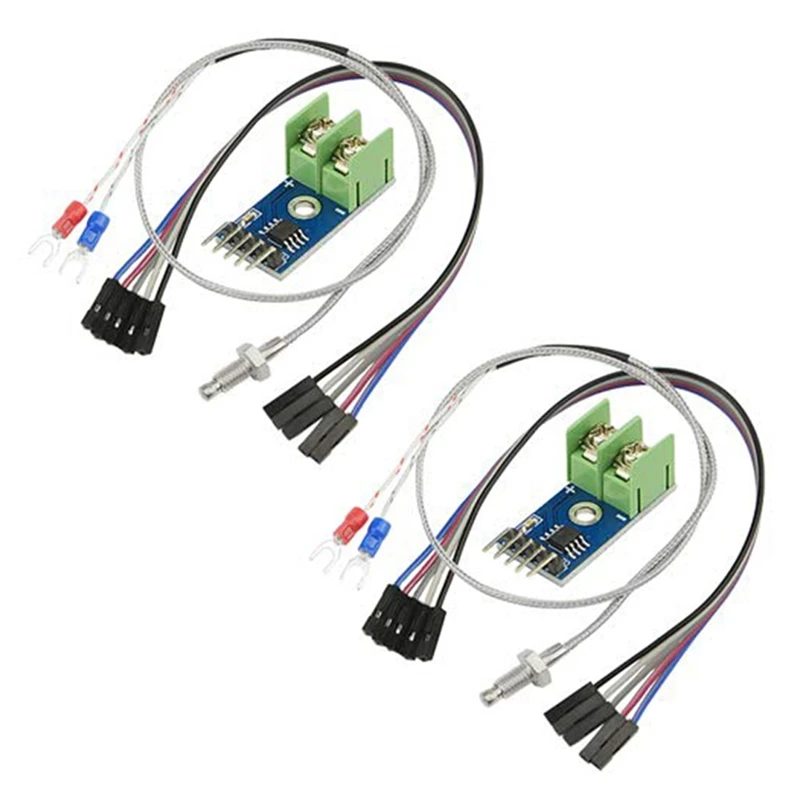 

2PCS DC 3-5V MAX6675 Themocouple Module Mini Board and 2PCS K Type Themocouple Temperature Sensor with Cable Cord