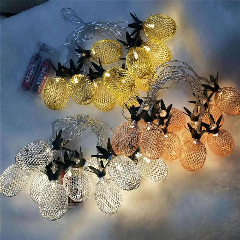 

СВЕТОДИОДНАЯ Гирлянда в виде ананаса, железный шнурок с питанием от батарейки в стиле ретро, для вечерние, комнат, улицы, занятий спортом, 2 м,...