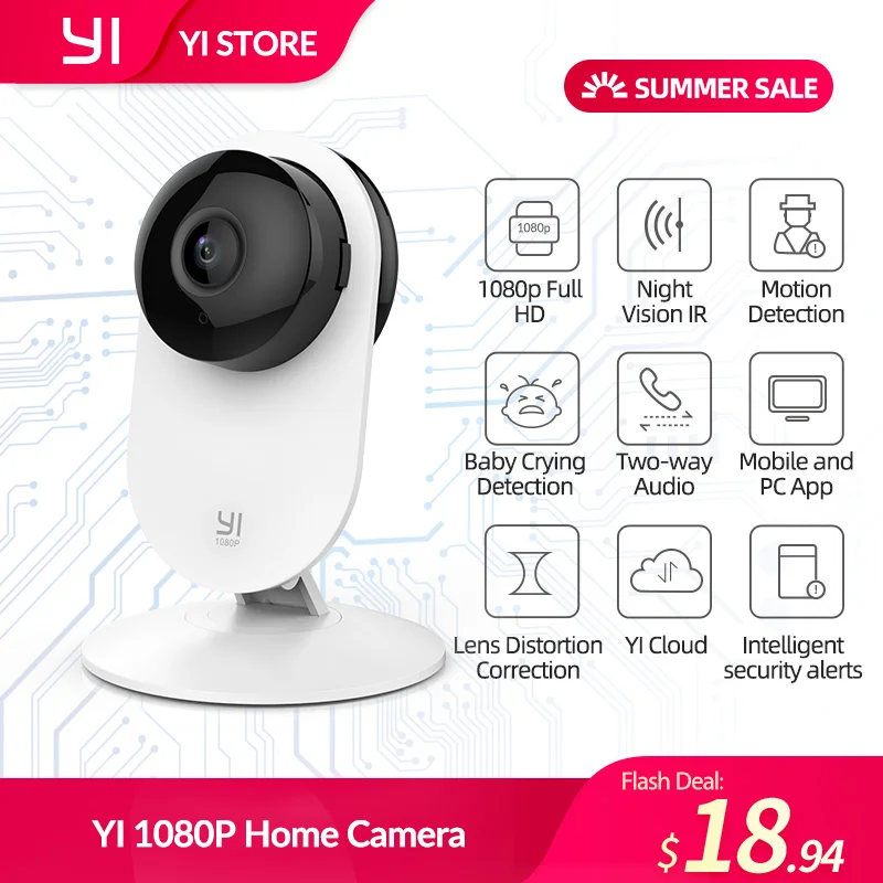 Домашняя камера YI 1080p Home Camera | Режим ночной съемки Обнаружение движения