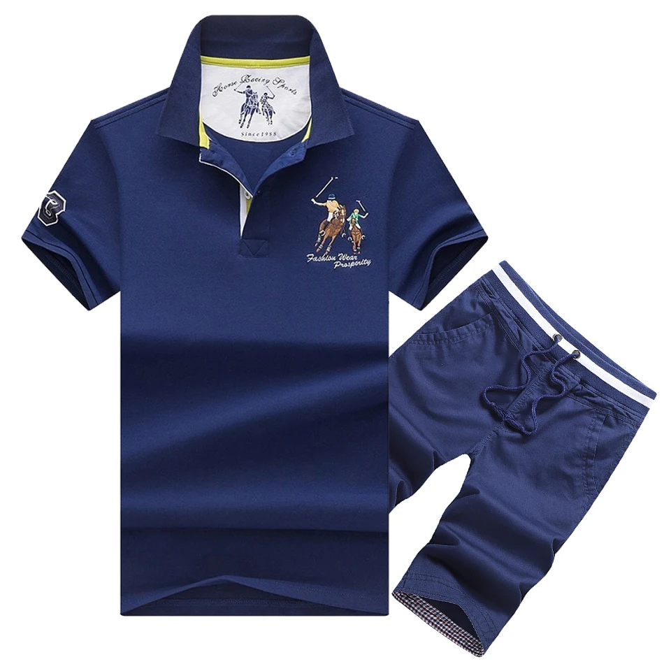 Мужские шорты поло Новинка лета 2020 100% хлопок Классические повседневные вышитые