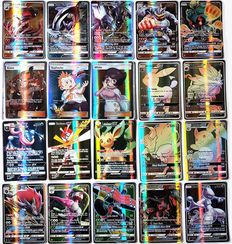 200 шт. блестящие карточки для тренировок Pokemon GX детская игра в битву Такара Томи
