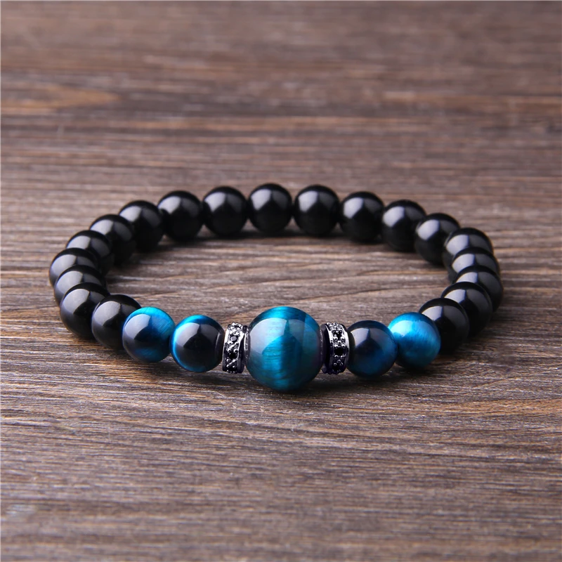

Obsidian Tiger Eyes Bracelets for Women Natural Stone Beads Bracelets Men Healthy Energy Yoga Jewelry Gift femmes hommes bijoux