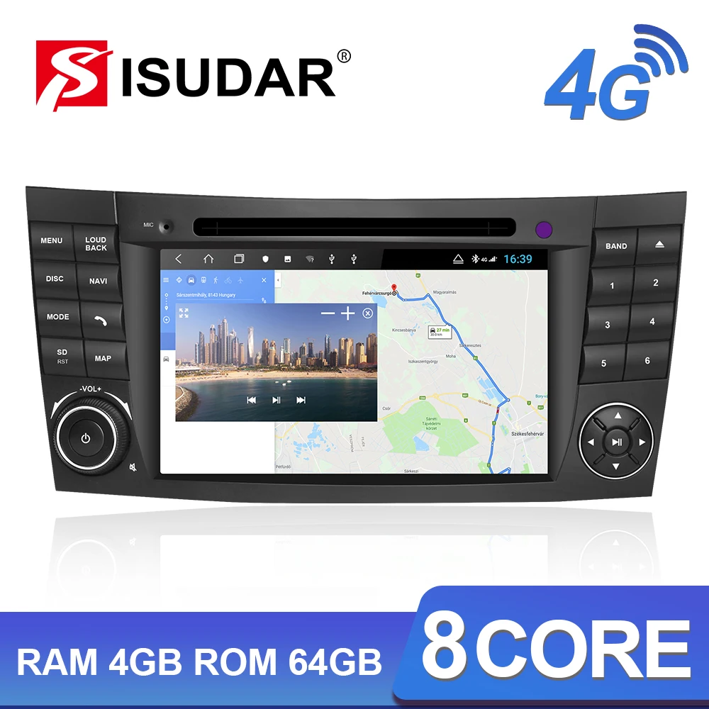 Isudar H53 4G Android 2 Din Авто радио для Mercedes/Benz/E-Class/W211 Автомобильный мультимедийный dvd-плеер gps 8 ядер ram 4 Гб rom 64 Гб DVR