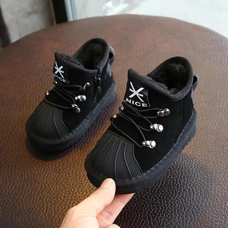 Зимние ботинки для девочек Новинка 2019 года теплая и нескользящая обувь из хлопка