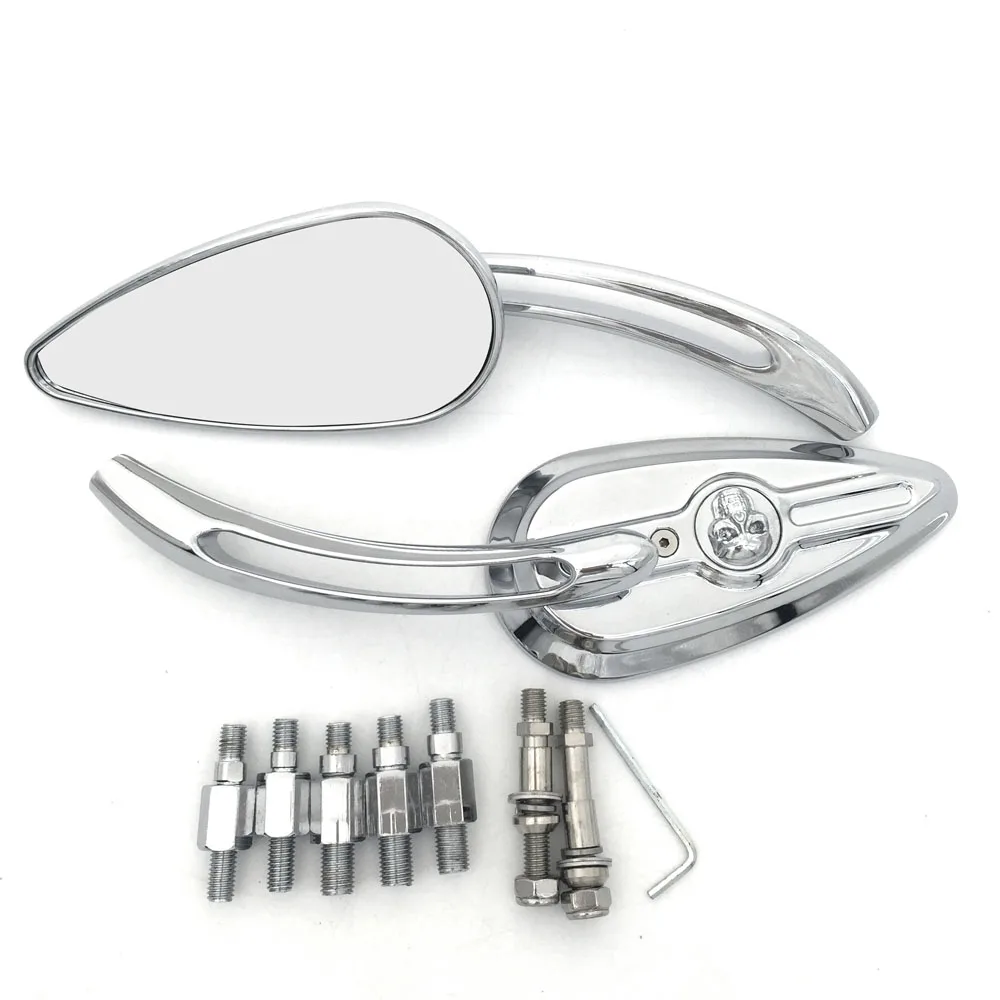 Хромированные пользовательские мотоциклетные зеркала заднего вида с черепом