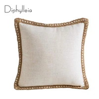 diphylleia jute trimmed pillow case linen floured nordic light luxurious cushion cover square cushion case multicolor selection