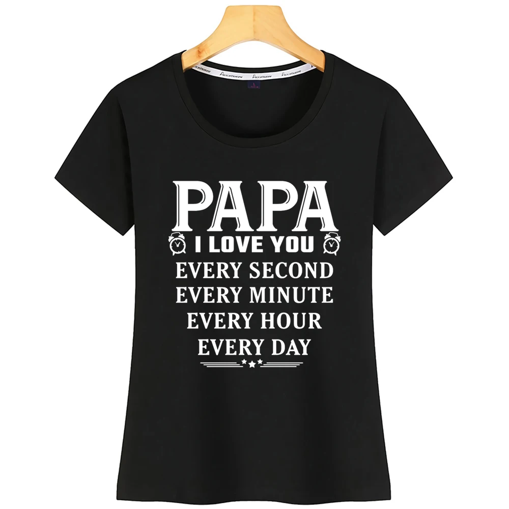 

Tops T Shirt Women I Love You Papa Design Black Short Tshirt