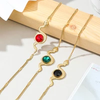 new snake shaped zircon necklace in europe and america ins net red wind gold color diamond stainless steel clavicle chain choker