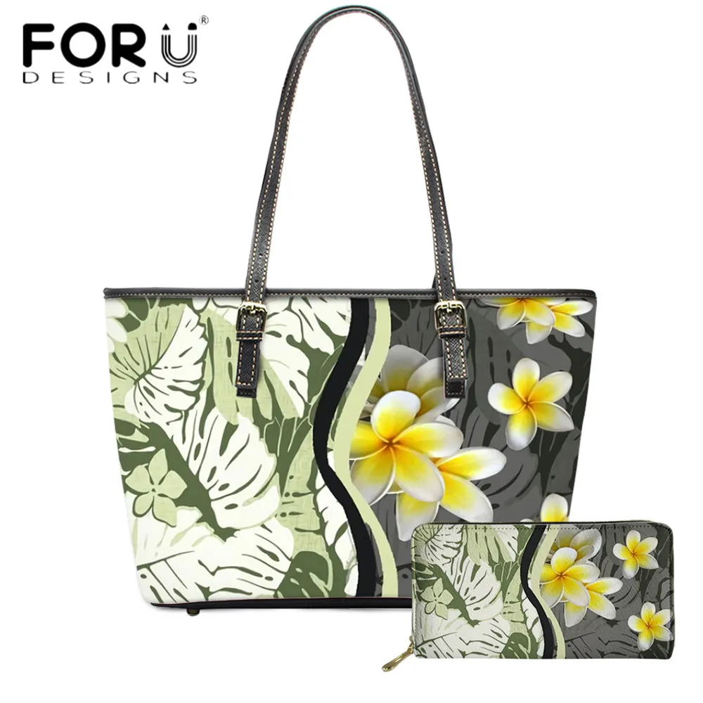 

FORUDESIGNS, Новая модная женская кожаная сумка и кошелек, ГАВАЙСКАЯ ПЛЮМЕРИЯ, с цветочным принтом, роскошная женская сумка через плечо, женская с...