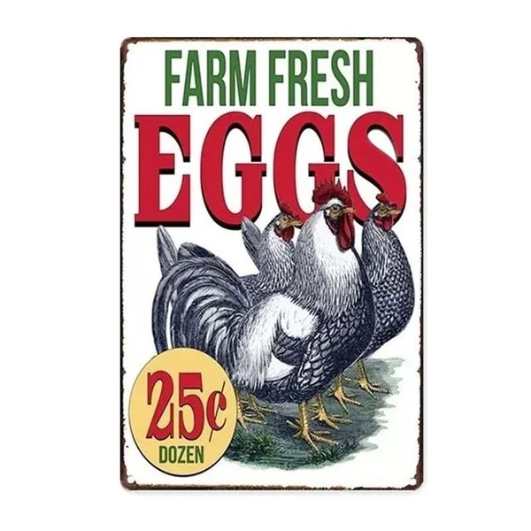 

Farm Fresh Eggs for Sale Retro Art Plate Metal Tin Signs Cafe Bar Pub Signboard Wall Decor Vintage Nostalgia Plaques