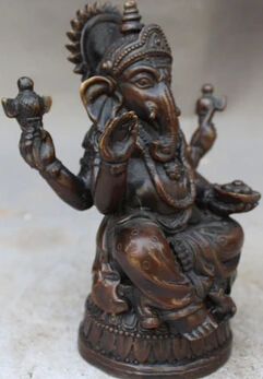 free shipping&lt&lt&lt&lt 18CM tibet buddhism bronze 4 arm Elephant Nose Jambhala Mammon god buddha statue Statue |