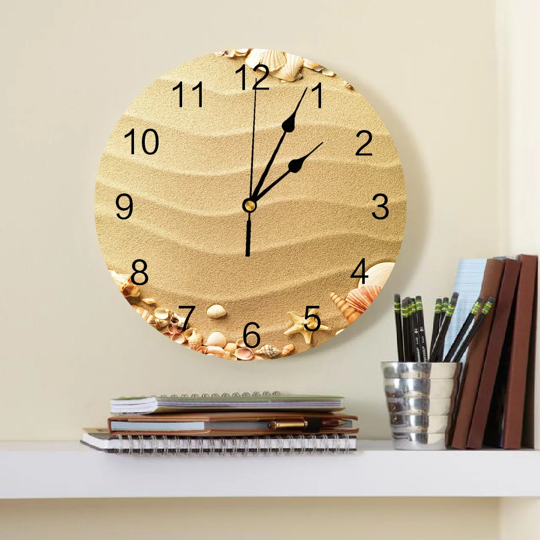 Пляжные раковины с принтом морской звезды ПВХ настенные часы современный дизайн
