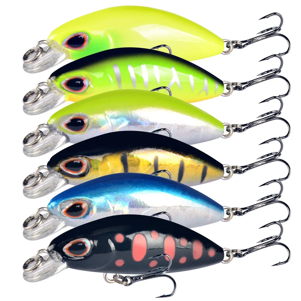 

Sinking Minnow Fixed Weight Fishing Lure 40mm 3G Wobbler Armed With 2 Hooks Shore Rock Trout Bait Tackle