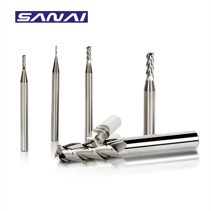 

SANAI 3 Flutes End Mill for Aluminum HRC 55° Tungsten Carbide Steel Milling Cutter 1mm to 20mm CNC Lathe Machining Cutting Tool