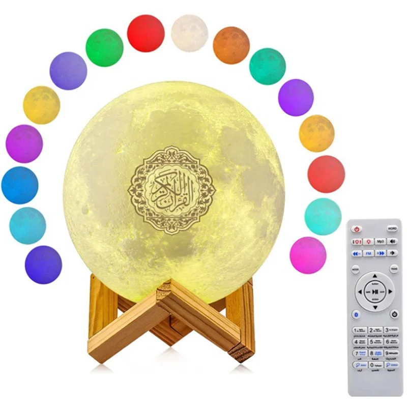 

Wireless Bluetooth Light Speaker Muslim 3D Moon Night Light with Control APP Holy Quran Speaker Touch Light Stereo Speakers
