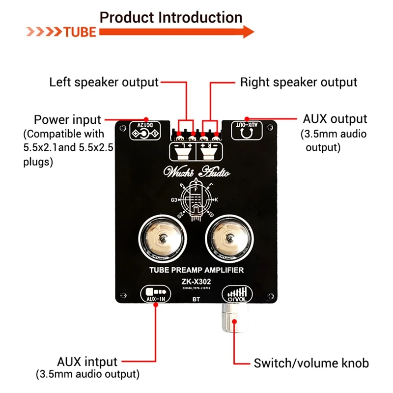 Ламповый модуль усилителя Bluetooth 5 0 трубка 6J1 Точное сопряжение ламповый |