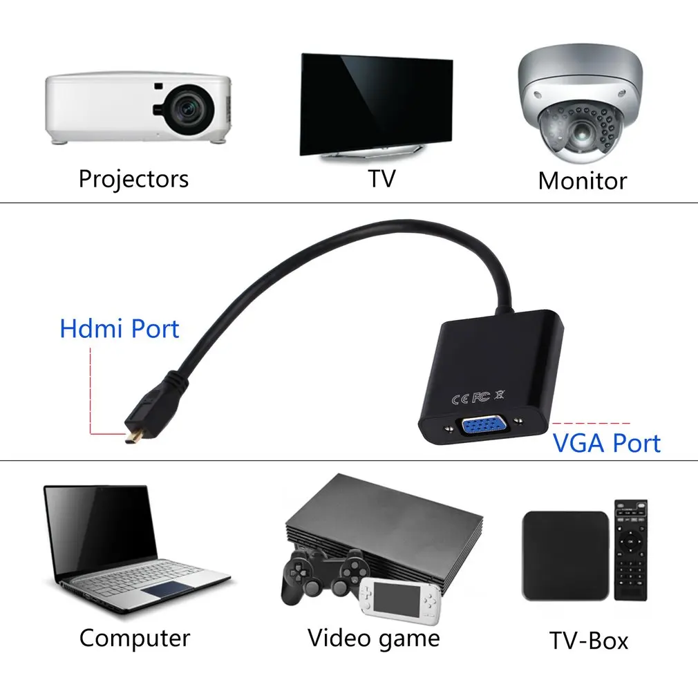 Новинка 1080P микро HDMI совместимый VGA переходник для видеокабеля мама ПК ноутбука
