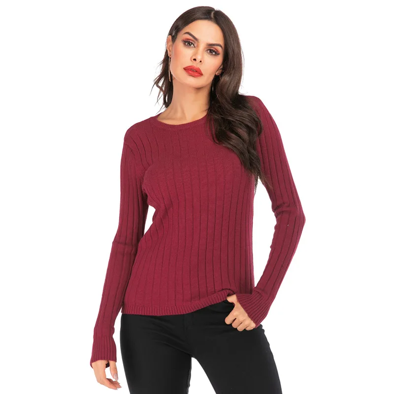 Suvance Autumn Winter Office Lady Knitted O Neck 3 Solid Color One Size Sweater Fashion Slim Women Basic Pullover Jl-yh150 | Женская