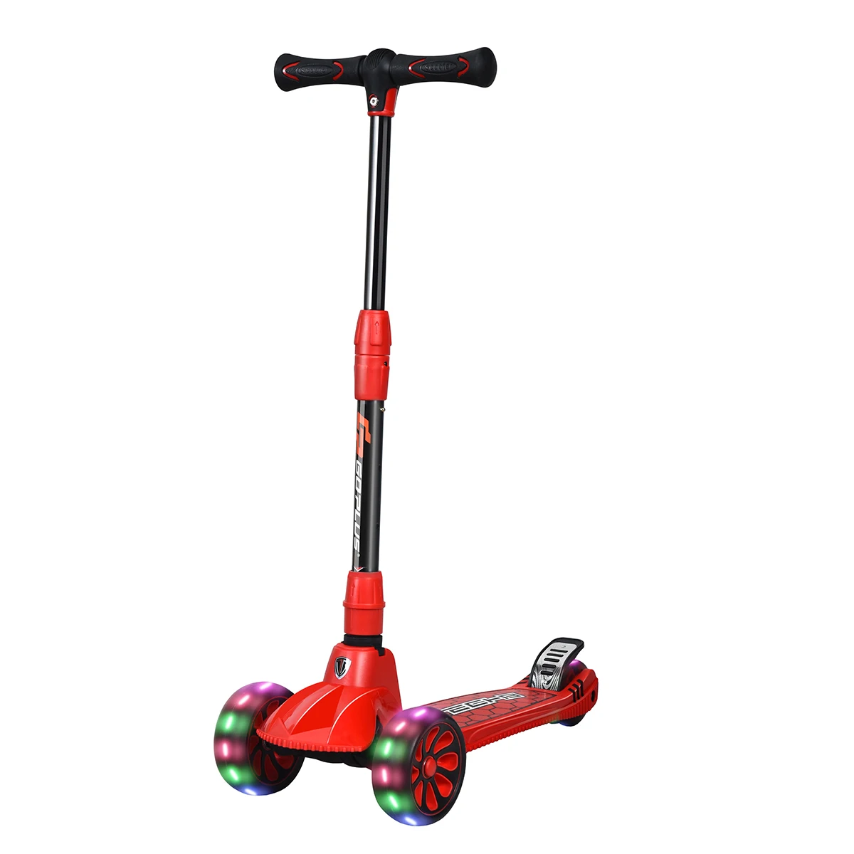 

Folding Aluminum 3 LED Light Wheel Kids Kick Scooter Adjustable Height Red