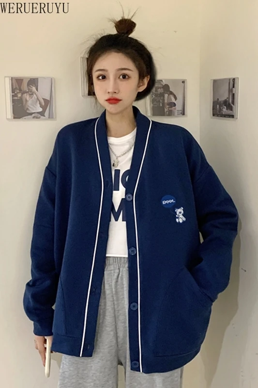 

WERUERUYU Sweatershirt Cardigan Coat WomenCardigans Oversized Jacket 2020 Korean Autumn Long Sleeve Femme