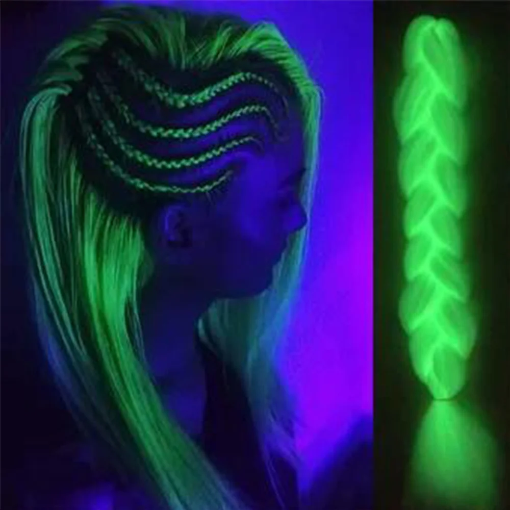

Synthetic Crochet Hair 24inch 100g Luminous Jumbo Braids Shining Hair Braiding Hair In The Darkness Glowing Braiding Hair