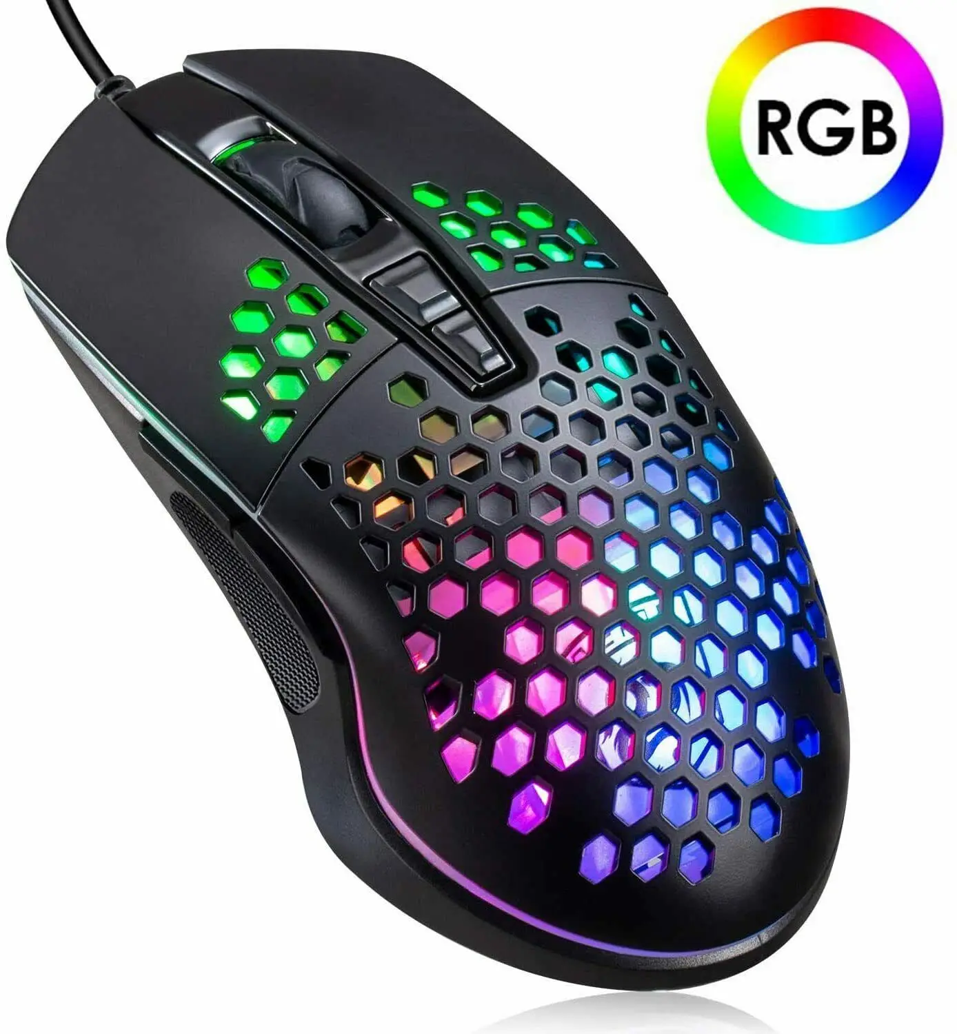 

Проводная игровая мышь с сотовым покрытием, легкая Игровая USB мышь 6400 DPI для ПК