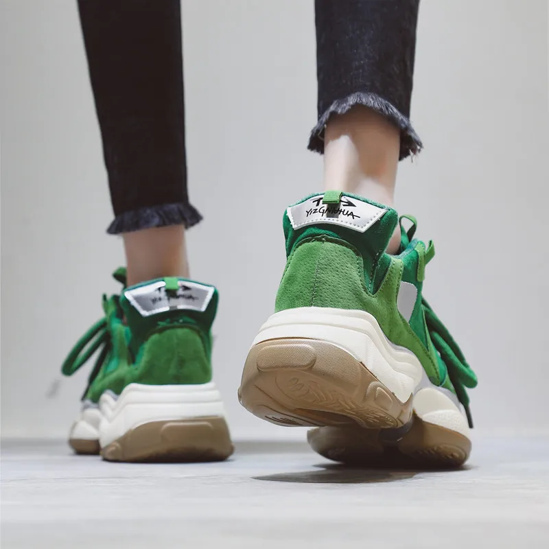 Женская обувь на платформе Сезон осень-зима зеленого цвета повседневная из плюша