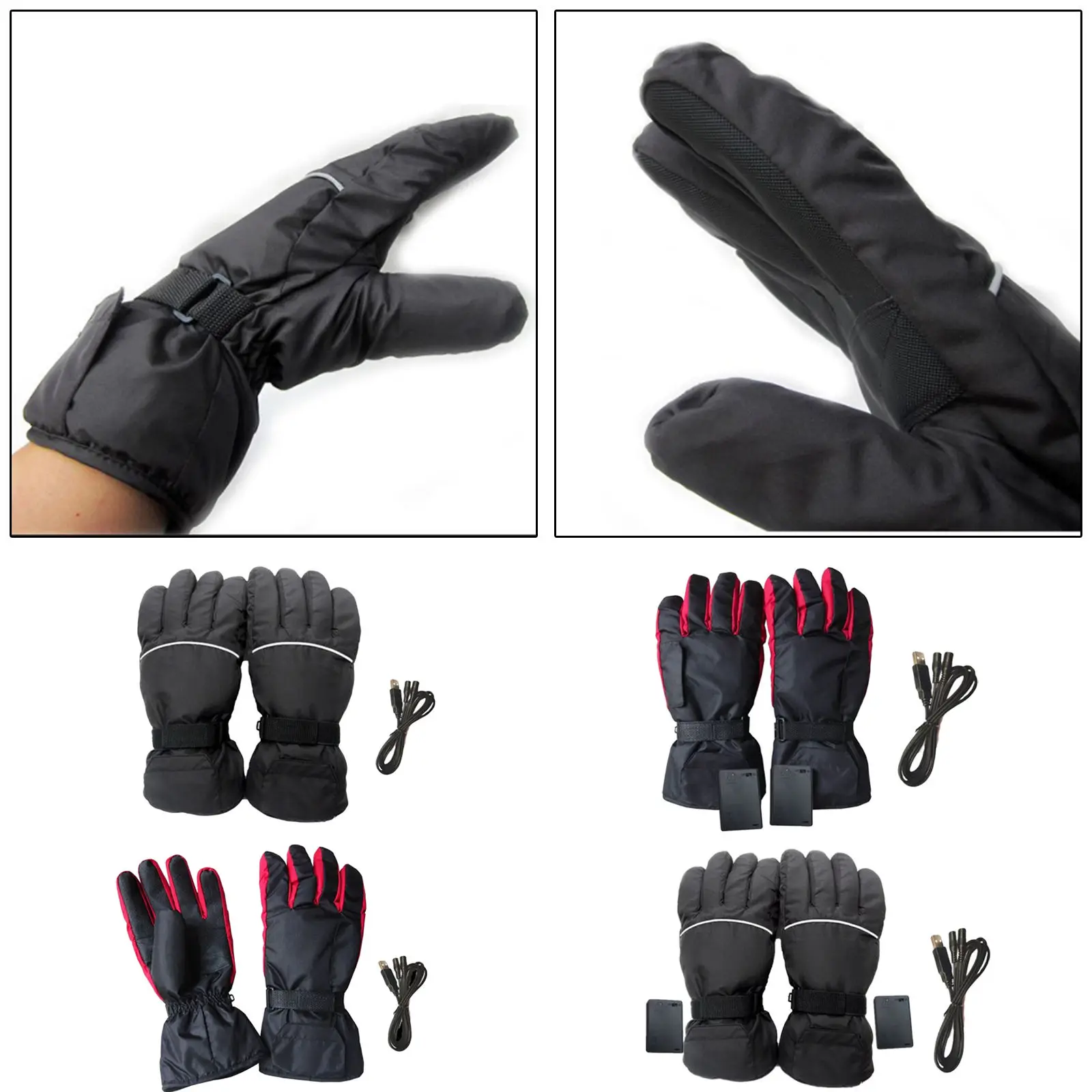 

1 Pair Motorcycle Heated Gloves Windproof Mittens Winter for Outdoor Activities Driving Ski Hiking Hand Warmer Washable