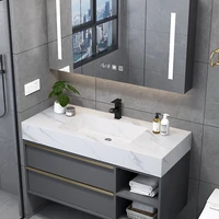 light luxury smart bathroom cabinet combination simple modern stone plate integrated face washing wash basin bathroom table