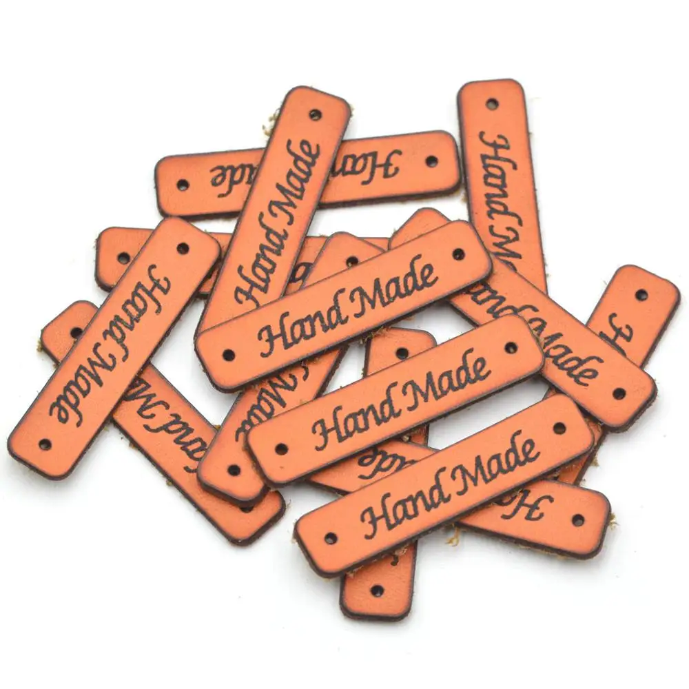 KALASO высокое качество 20 шт. оранжевые этикетки для одежды ручной работы кожаные