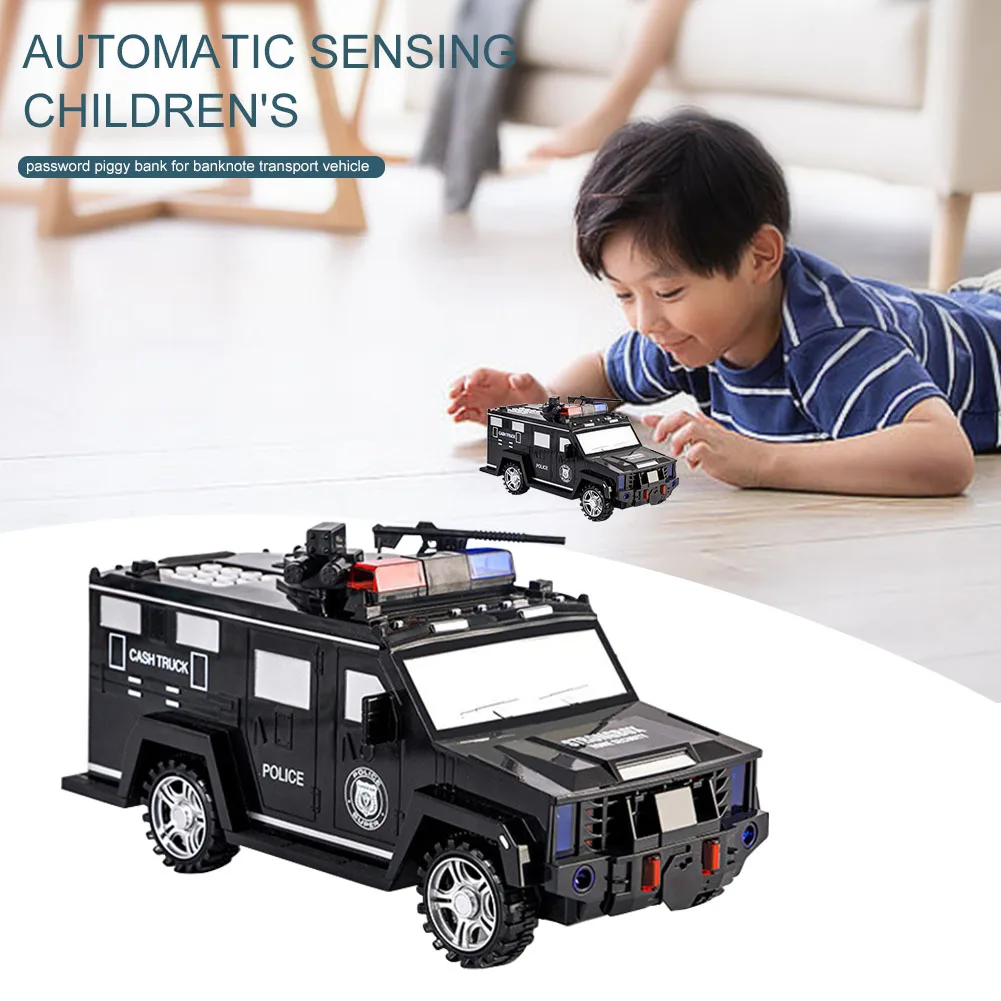 

Battery Powered Toy Car Electronic Lighting Fingerprint Piggy Children 1:16 Password Automatic Sensing Gifts Kids Money Bank