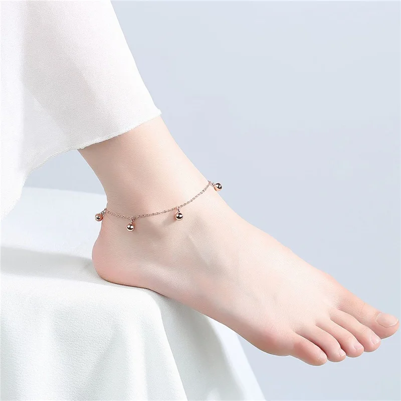 

KOFSAC Trendy 925 Sterling Silver Anklets For Women Simple Personality Bells Foot Chain Jewelry Girlfriends Birthday Gifts Joyas